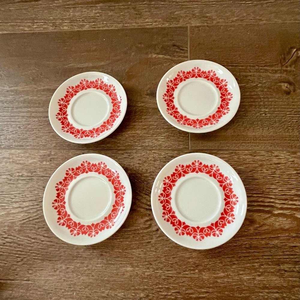 Red and White Ceramic Coffee Cup Set - Picture 11 of 13